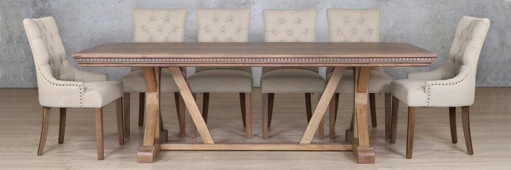 Berkeley Fluted Wood Top & Duchess 10 Seater Dining Set Dining room set Leather Gallery