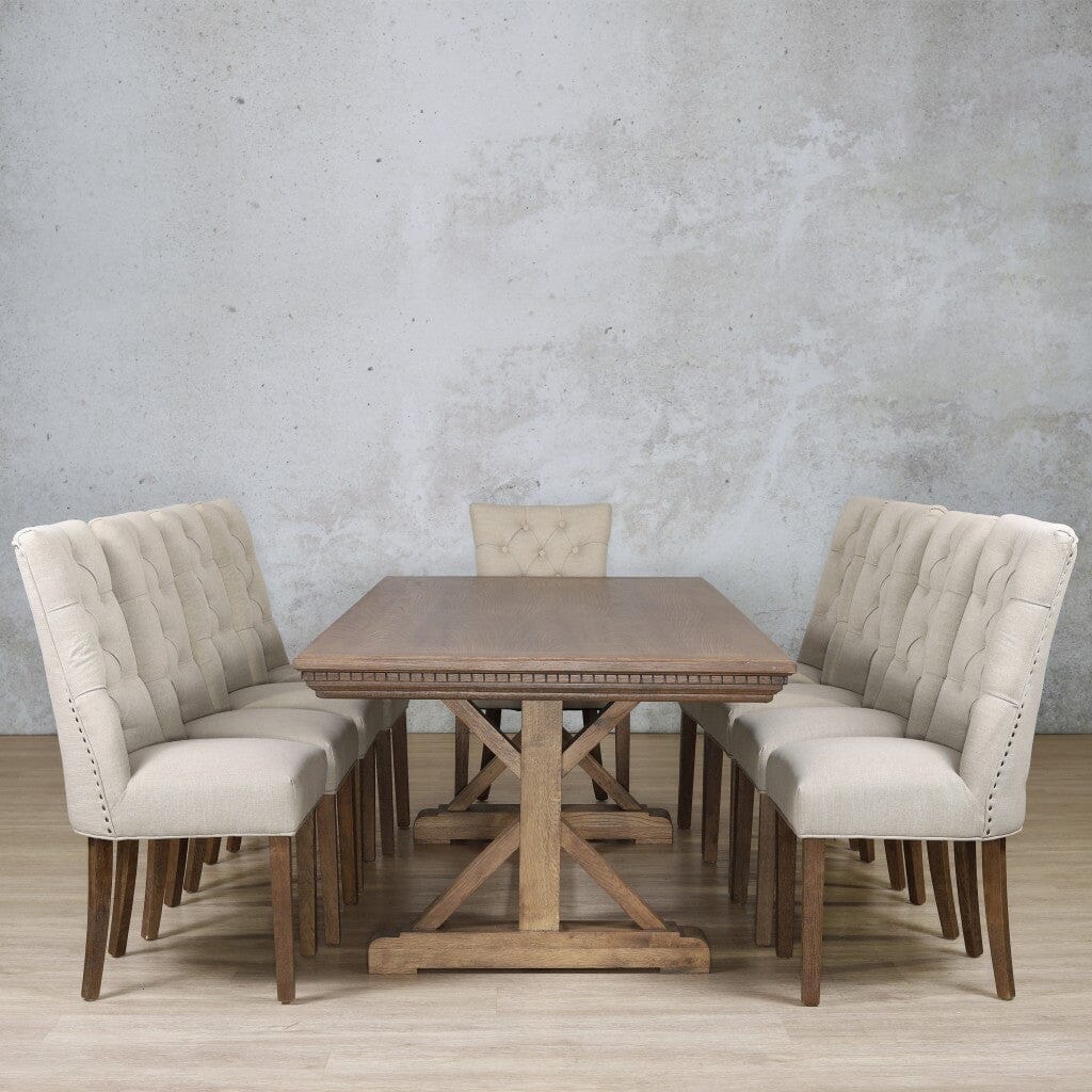 Berkeley Fluted Wood Top & Duchess 10 Seater Dining Set Dining room set Leather Gallery  Antique Dark Oak