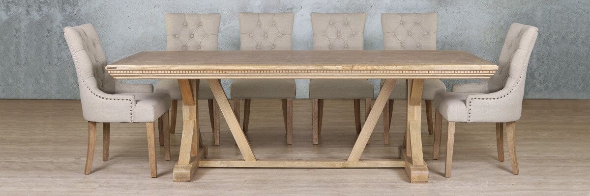 Berkeley Fluted Wood Top & Duchess 10 Seater Dining Set Dining room set Leather Gallery