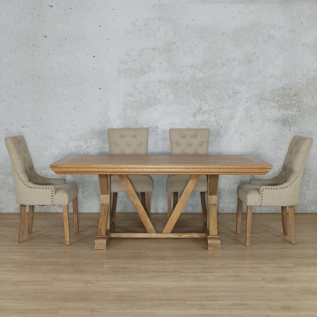 Berkeley Fluted Wood Top & Duchess 6 Seater Dining Set Dining room set Leather Gallery Antique Natural Oak