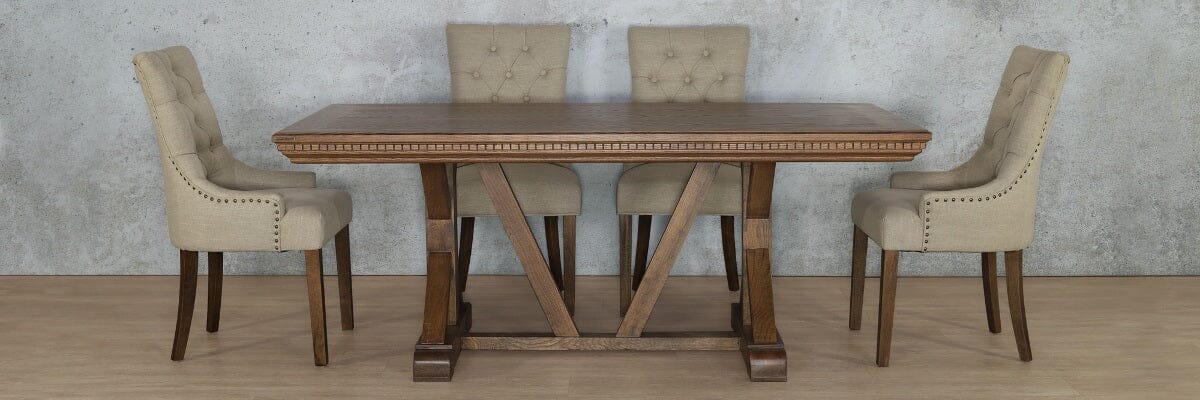 Berkeley Fluted Wood Top & Duchess 6 Seater Dining Set Dining room set Leather Gallery