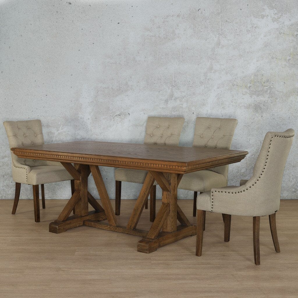 Berkeley Fluted Wood Top & Duchess 6 Seater Dining Set Dining room set Leather Gallery  Antique Dark Oak