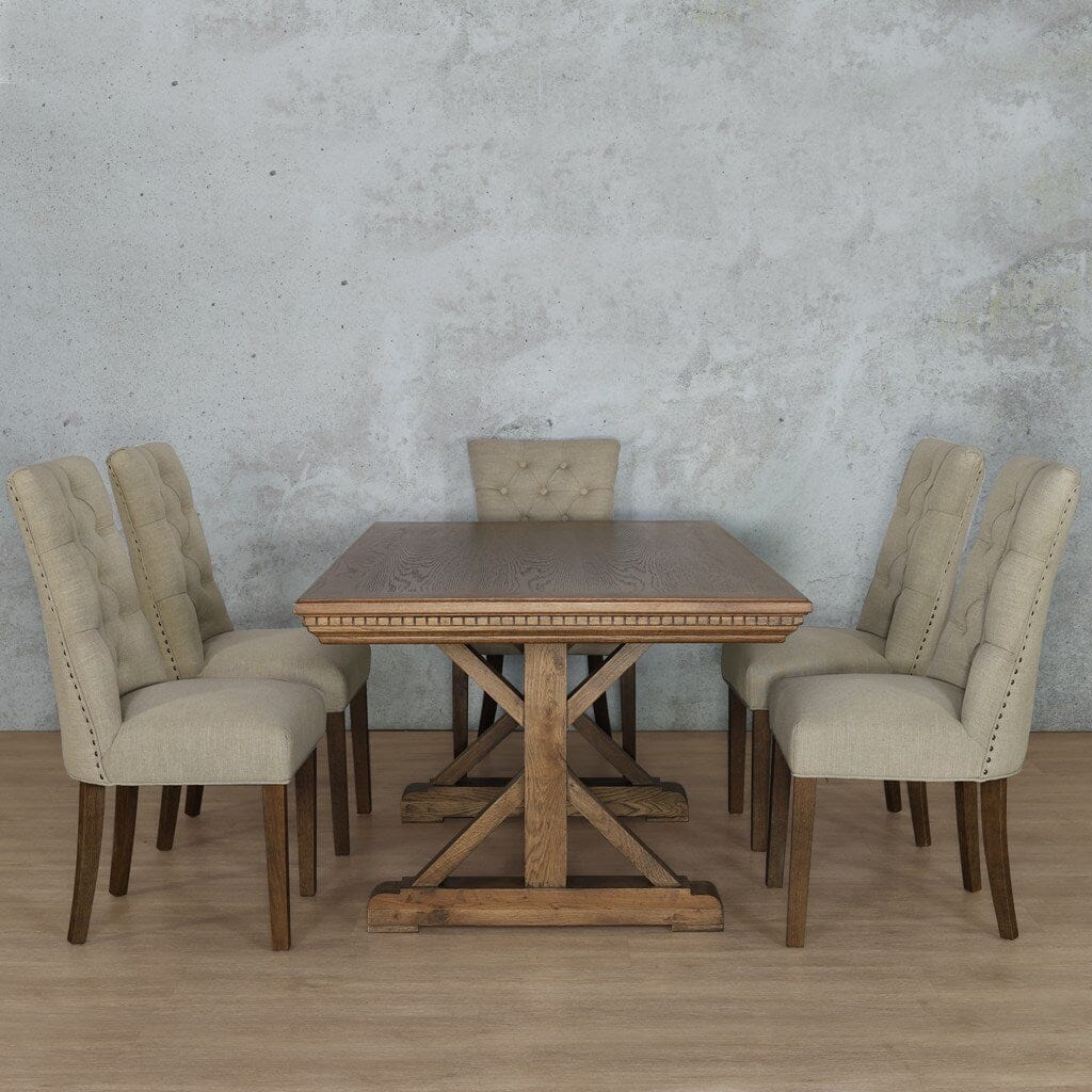 Berkeley Fluted Wood Top & Duchess 6 Seater Dining Set Dining room set Leather Gallery  Antique Dark Oak