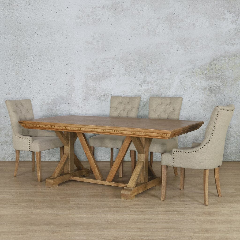 Berkeley Fluted Wood Top & Duchess 6 Seater Dining Set Dining room set Leather Gallery  Antique Natural Oak