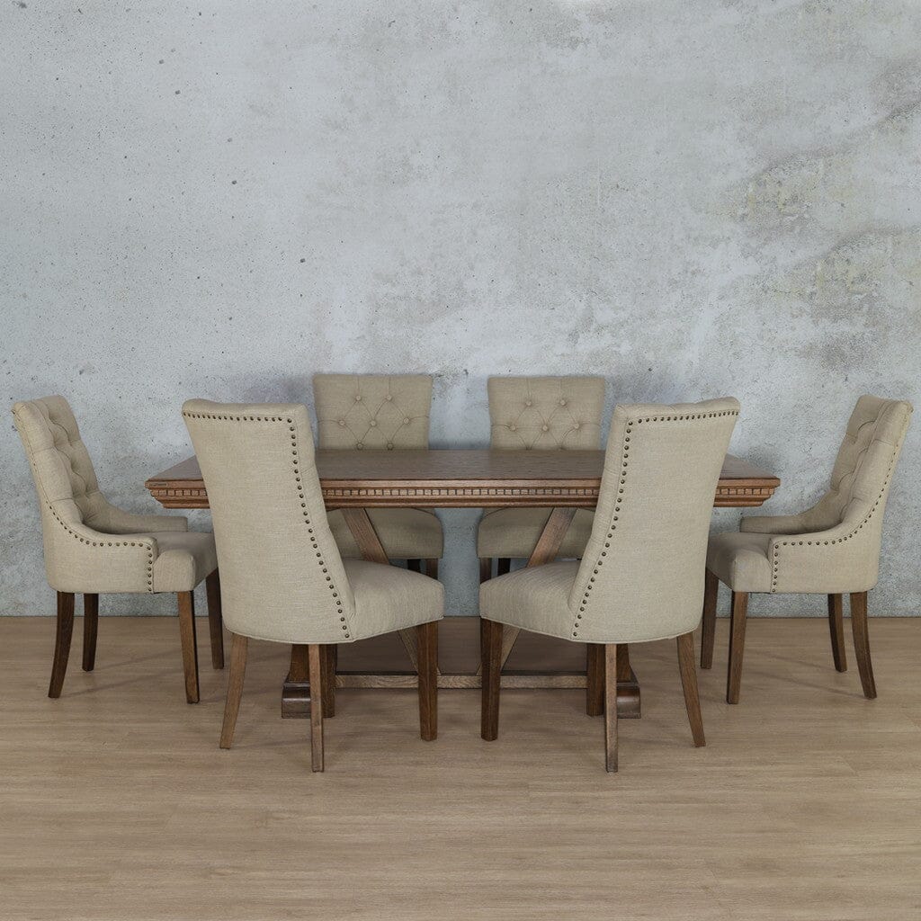 Berkeley Fluted Wood Top & Duchess 6 Seater Dining Set Dining room set Leather Gallery  Antique Dark Oak