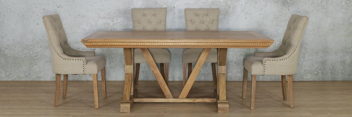 Berkeley Fluted Wood Top & Duchess 6 Seater Dining Set Dining room set Leather Gallery