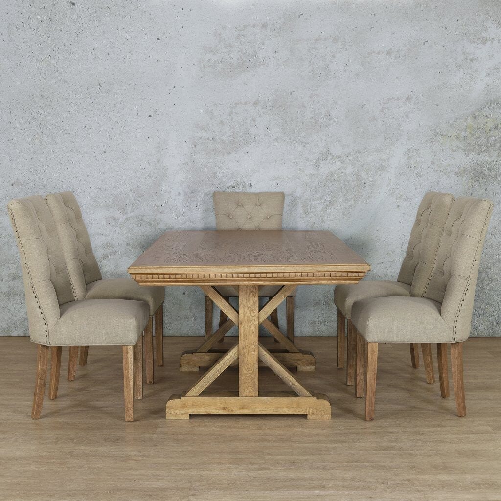 Berkeley Fluted Wood Top & Duchess 6 Seater Dining Set Dining room set Leather Gallery  Antique Natural Oak