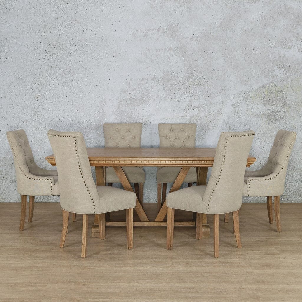 Berkeley Fluted Wood Top & Duchess 6 Seater Dining Set Dining room set Leather Gallery  Antique Natural Oak