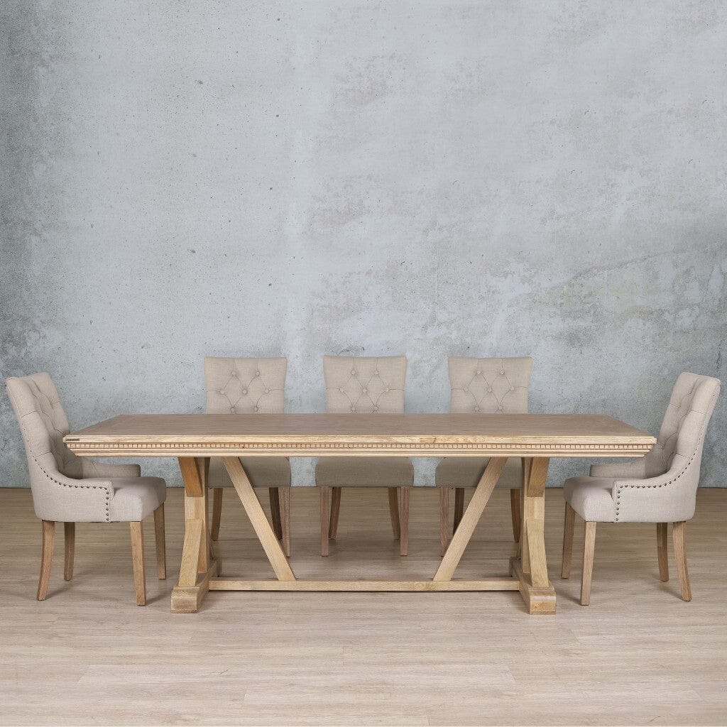 Berkeley Fluted Wood Top & Duchess 8 Seater Dining Set Dining room set Leather Gallery Antique Natural Oak