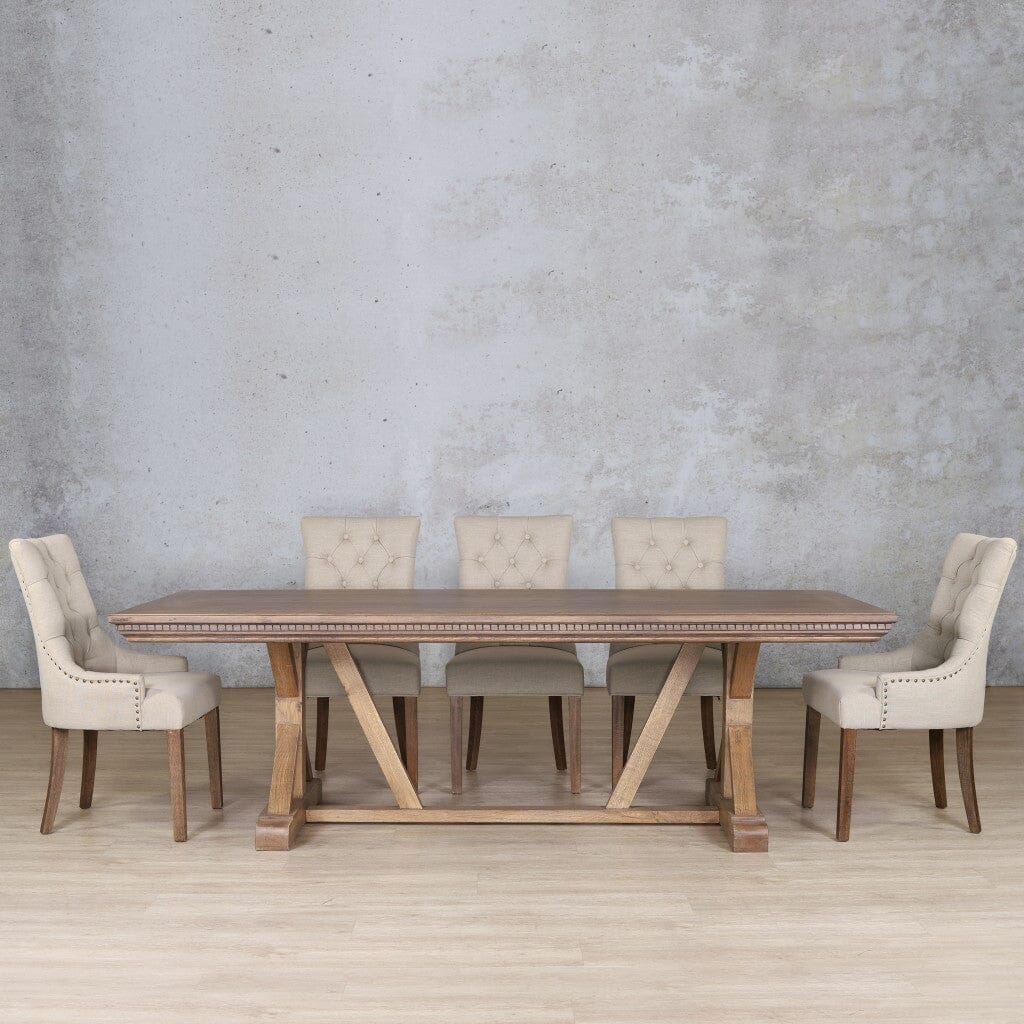 Berkeley Fluted Wood Top & Duchess 8 Seater Dining Set Dining room set Leather Gallery Antique Dark Oak