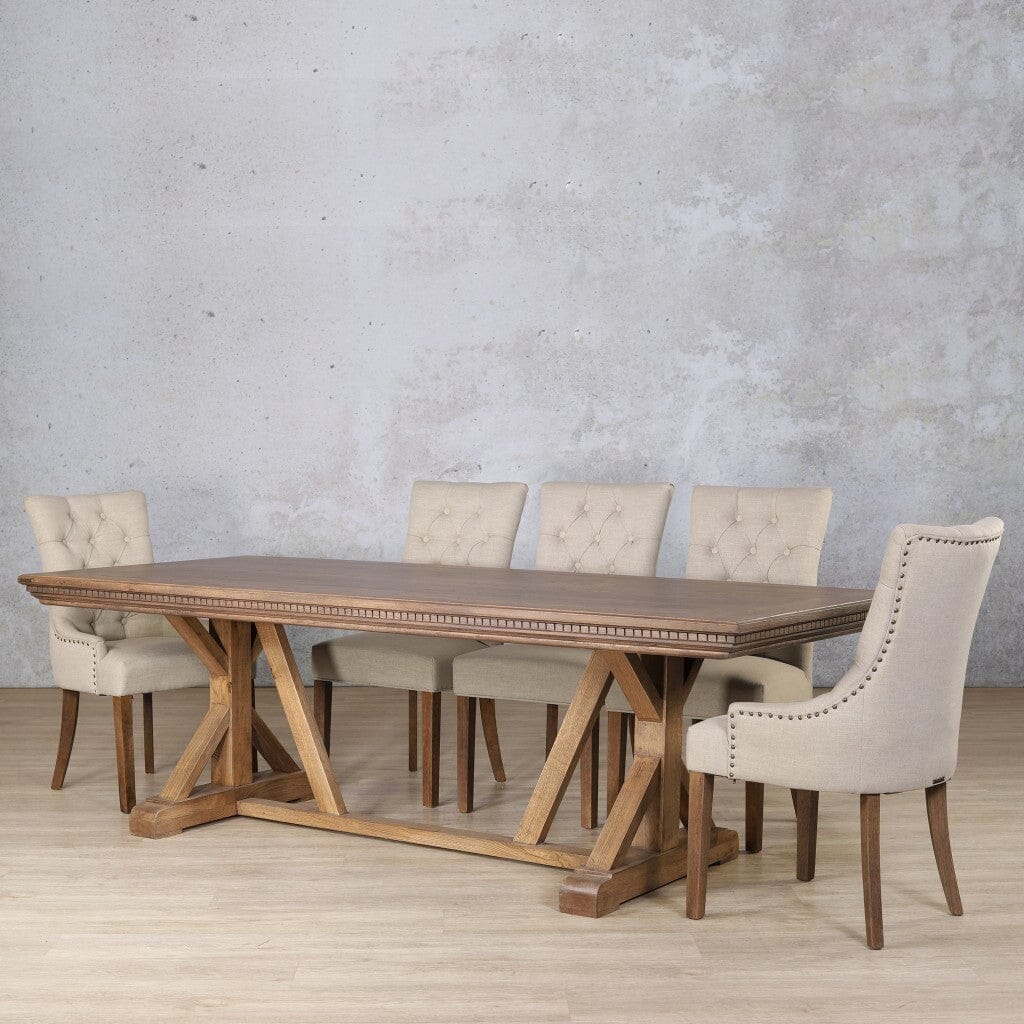 Berkeley Fluted Wood Top & Duchess 8 Seater Dining Set Dining room set Leather Gallery  Antique Dark Oak