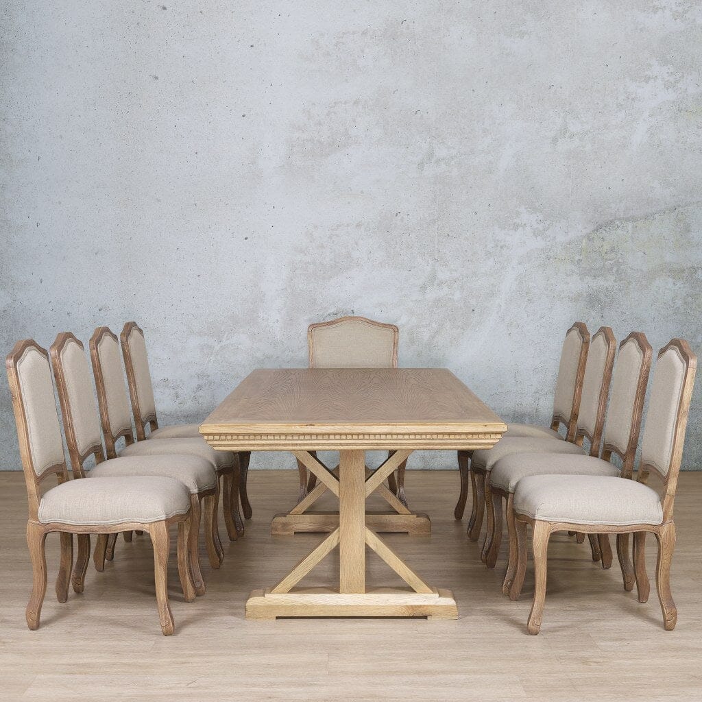 Berkeley Fluted Wood Top & Duke 10 Seater Dining Set Dining room set Leather Gallery  Antique Natural Oak