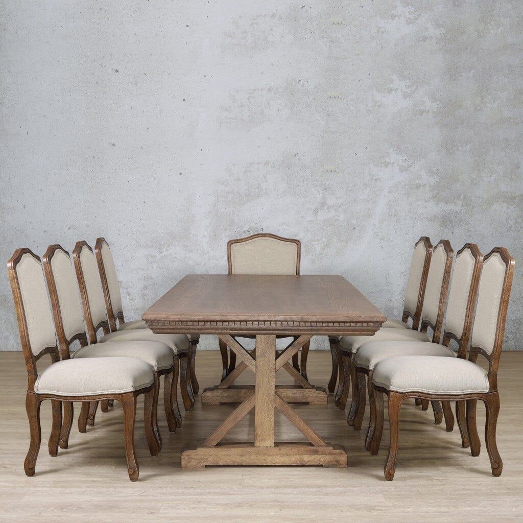 Berkeley Fluted Wood Top & Duke 10 Seater Dining Set Dining room set Leather Gallery  Antique Dark Oak