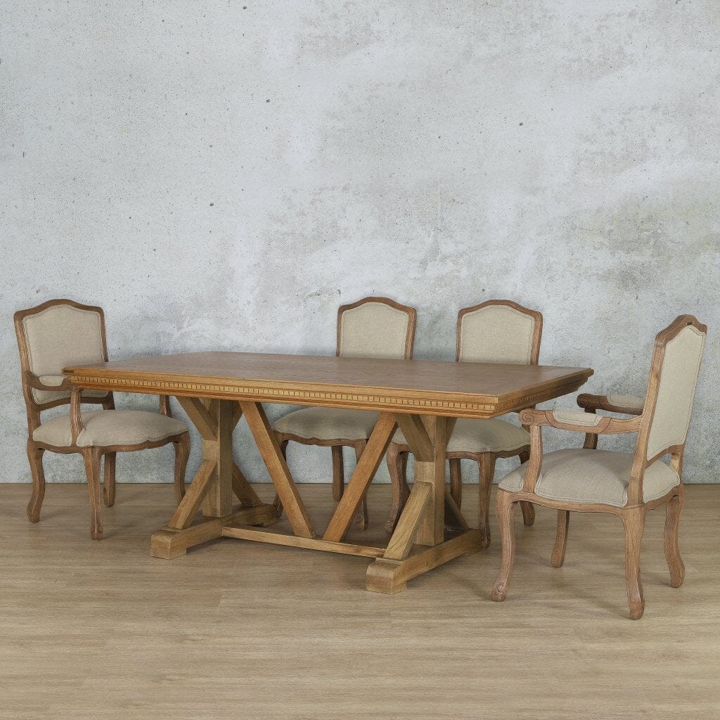 Berkeley Fluted Wood Top & Duke 6 Seater Dining Set Fabric Armchair Leather Gallery  Antique Natural Oak