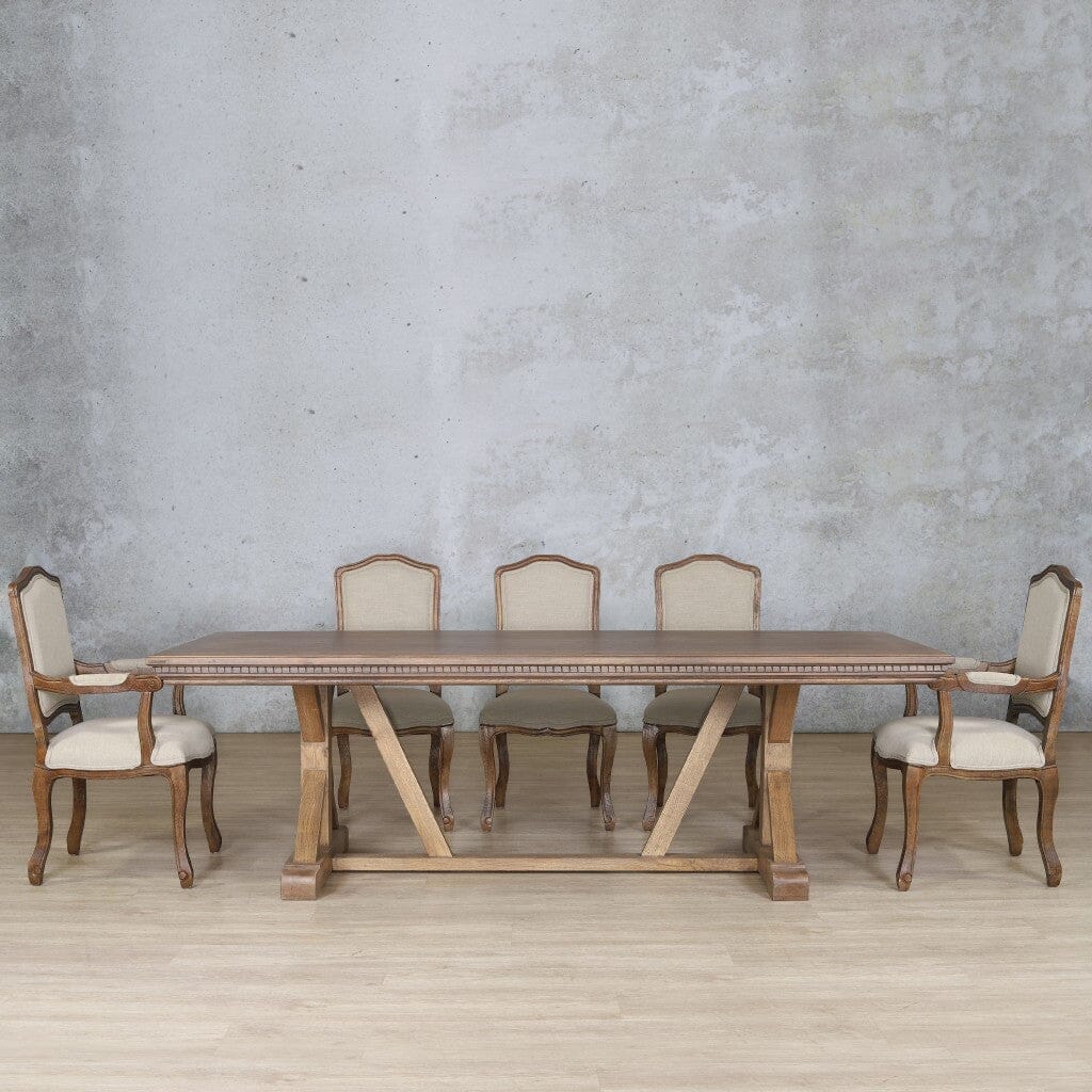 Berkeley Fluted Wood Top & Duke 8 Seater Dining Set Dining room set Leather Gallery Antique Dark Oak