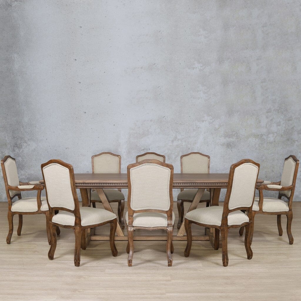 Berkeley Fluted Wood Top & Duke 8 Seater Dining Set Dining room set Leather Gallery  Antique Dark Oak