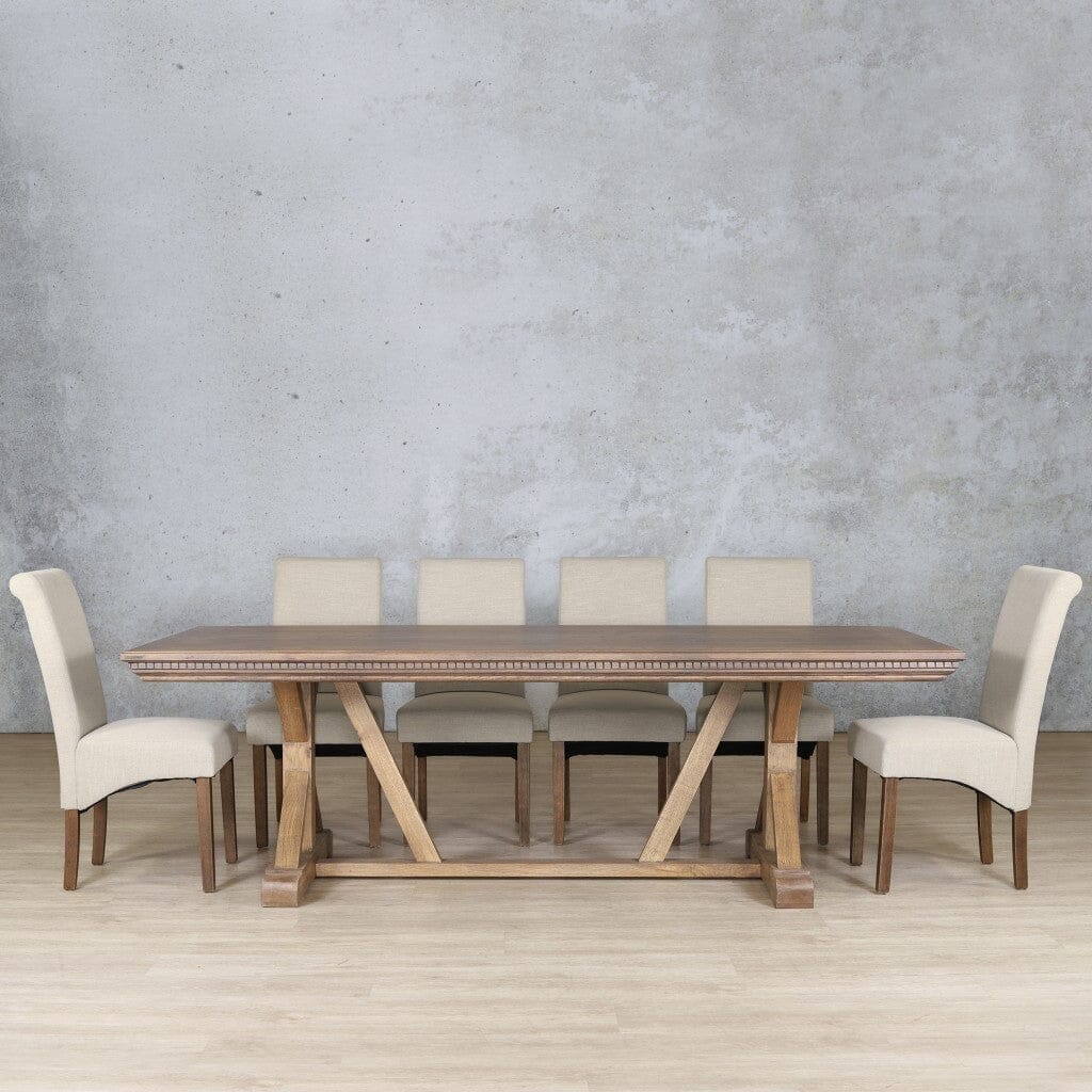 Berkeley Fluted Wood Top & Windsor 10 Seater Dining Set Dining room set Leather Gallery Antique Dark Oak