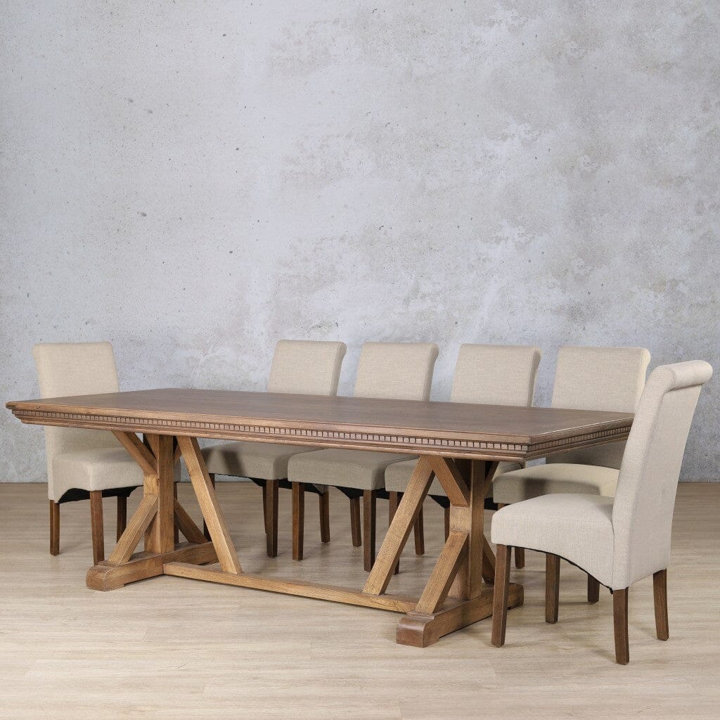 Berkeley Fluted Wood Top & Windsor 10 Seater Dining Set Dining room set Leather Gallery Antique Dark Oak