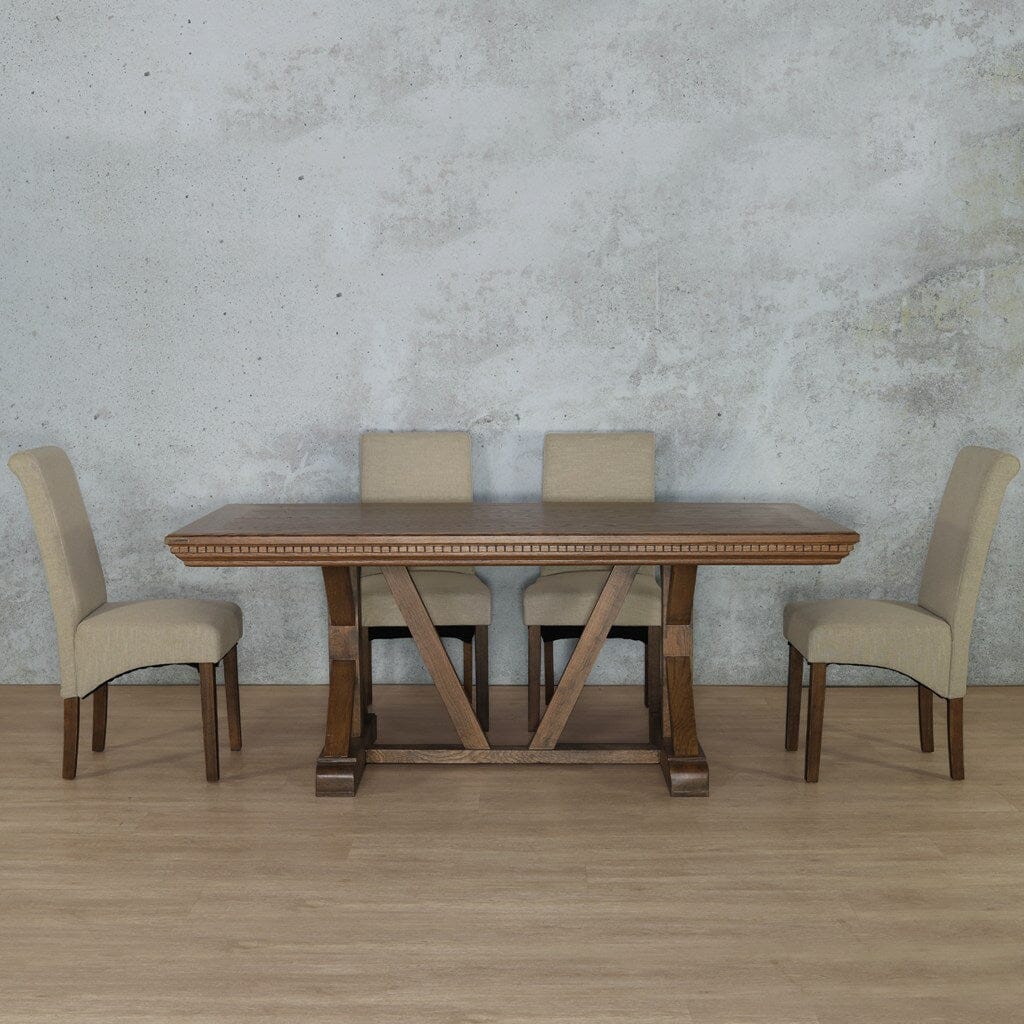 Berkeley Fluted Wood Top & Windsor 6 Seater Dining Set Dining room set Leather Gallery Antique Dark Oak Fluted Wood