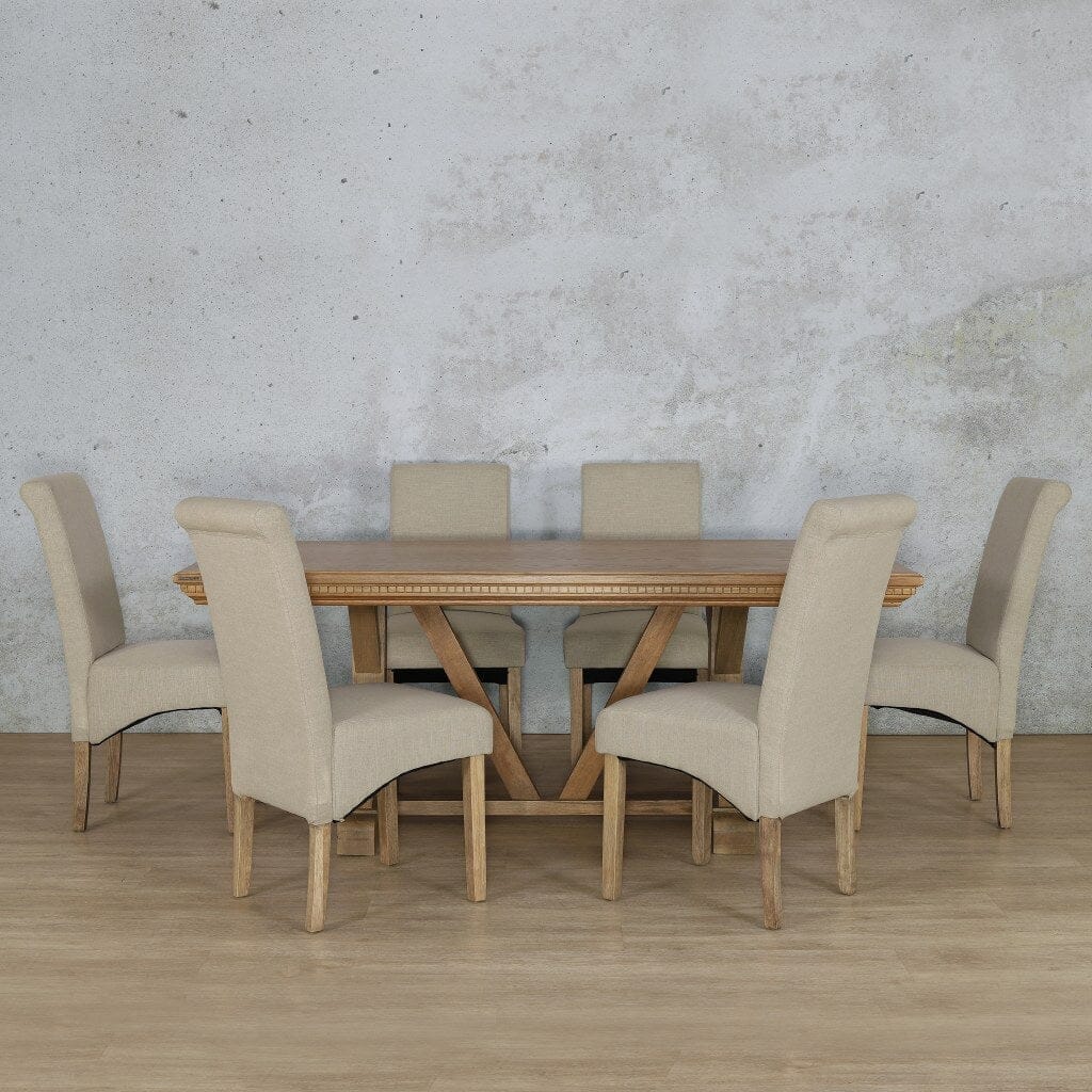 Berkeley Fluted Wood Top & Windsor 6 Seater Dining Set Dining room set Leather Gallery  Antique Natural Oak