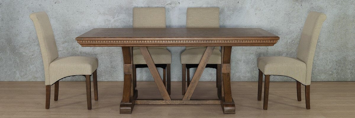 Berkeley Fluted Wood Top & Windsor 6 Seater Dining Set Dining room set Leather Gallery