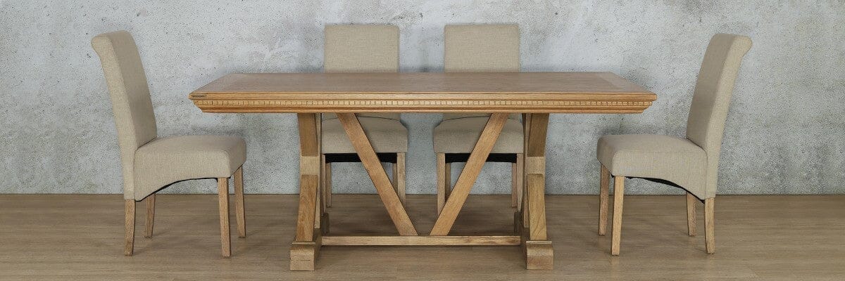 Berkeley Fluted Wood Top & Windsor 6 Seater Dining Set Dining room set Leather Gallery