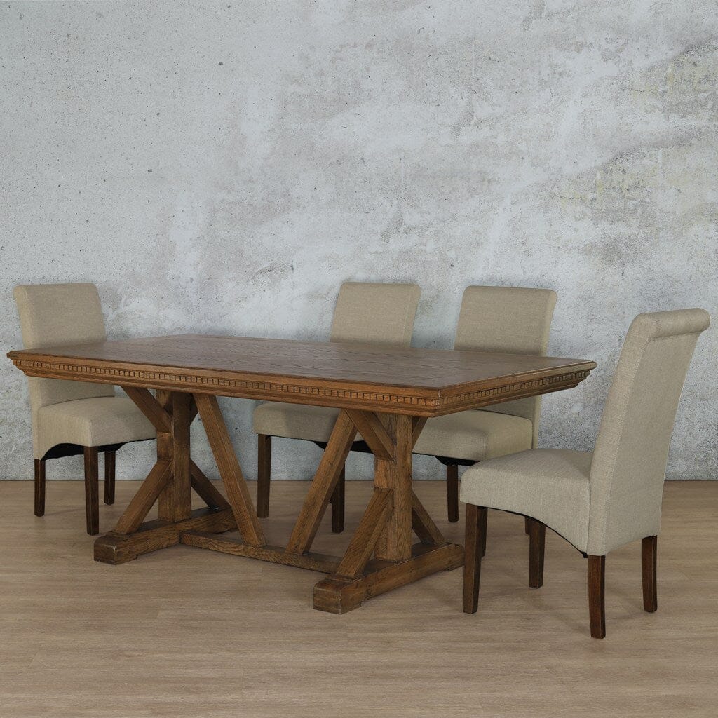 Berkeley Fluted Wood Top & Windsor 6 Seater Dining Set Dining room set Leather Gallery  Antique Dark Oak