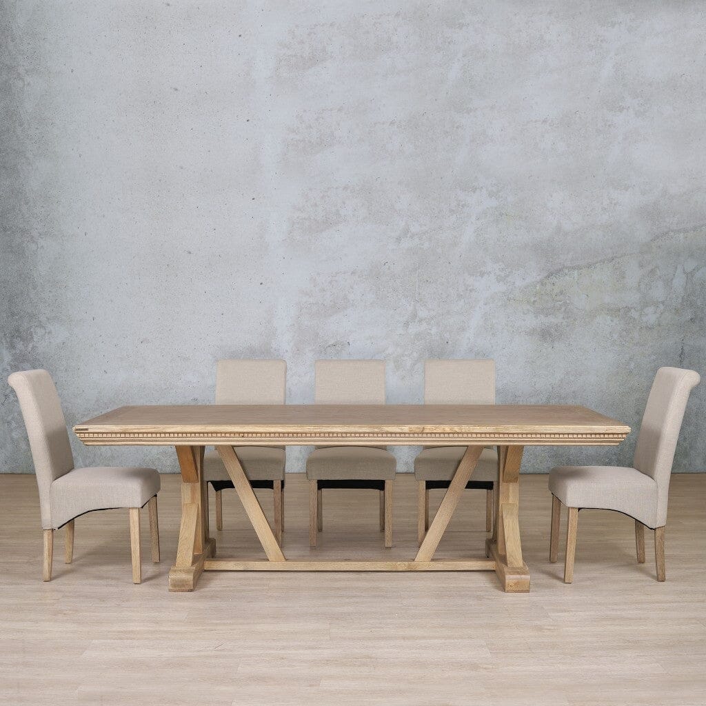 Berkeley Fluted Wood Top & Windsor 8 Seater Dining Set Dining room set Leather Gallery Antique Natural Oak