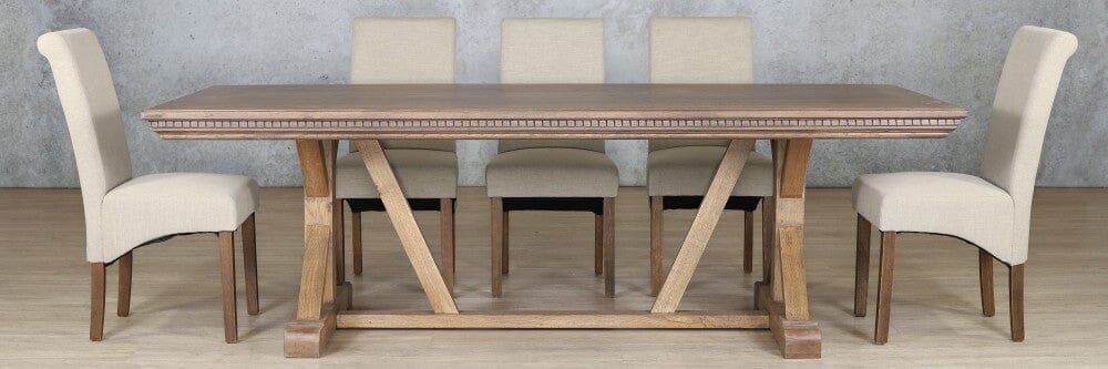 Berkeley Fluted Wood Top & Windsor 8 Seater Dining Set Dining room set Leather Gallery