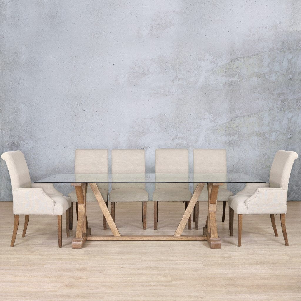 Berkeley Glass Top & Baron 10 Seater Dining Set Dining room set Leather Gallery Antique Dark Oak