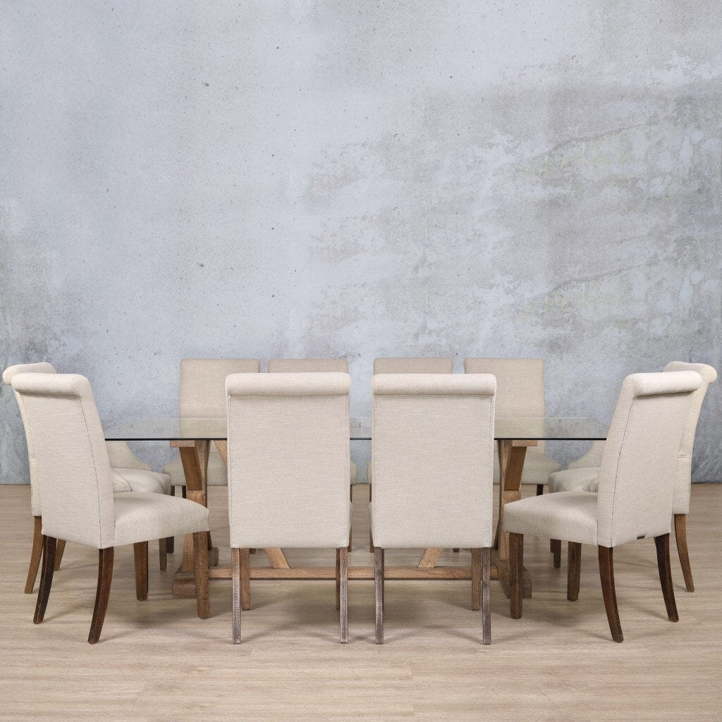 Berkeley Glass Top & Baron 10 Seater Dining Set Dining room set Leather Gallery  Antique Dark Oak
