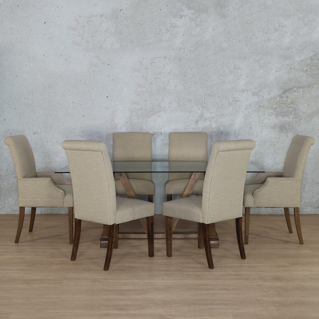 Berkeley Glass Top & Baron 6 Seater Dining Set Dining room set Leather Gallery  Antique Dark Oak