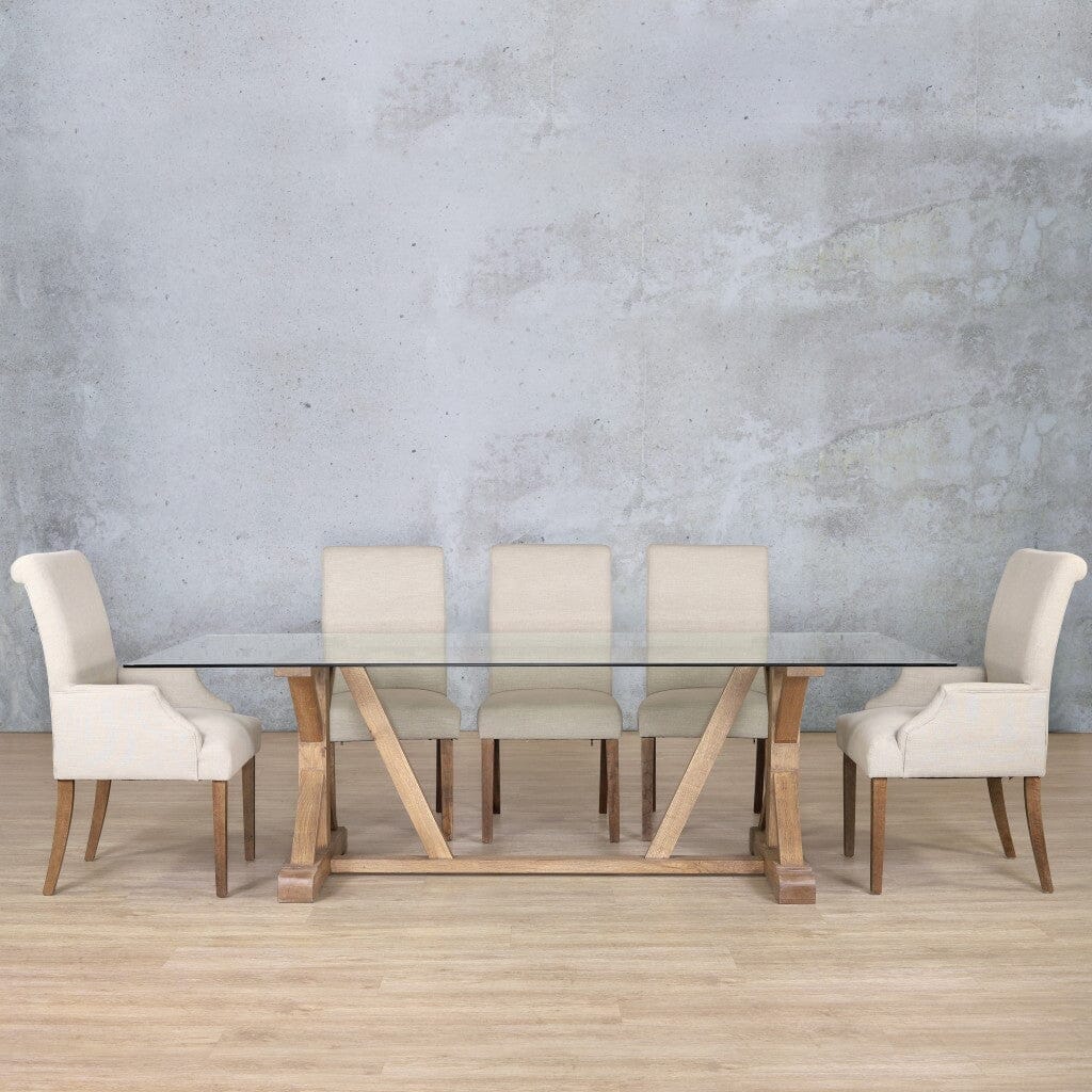 Berkeley Glass Top & Baron 8 Seater Dining Set Dining room set Leather Gallery Antique Dark Oak