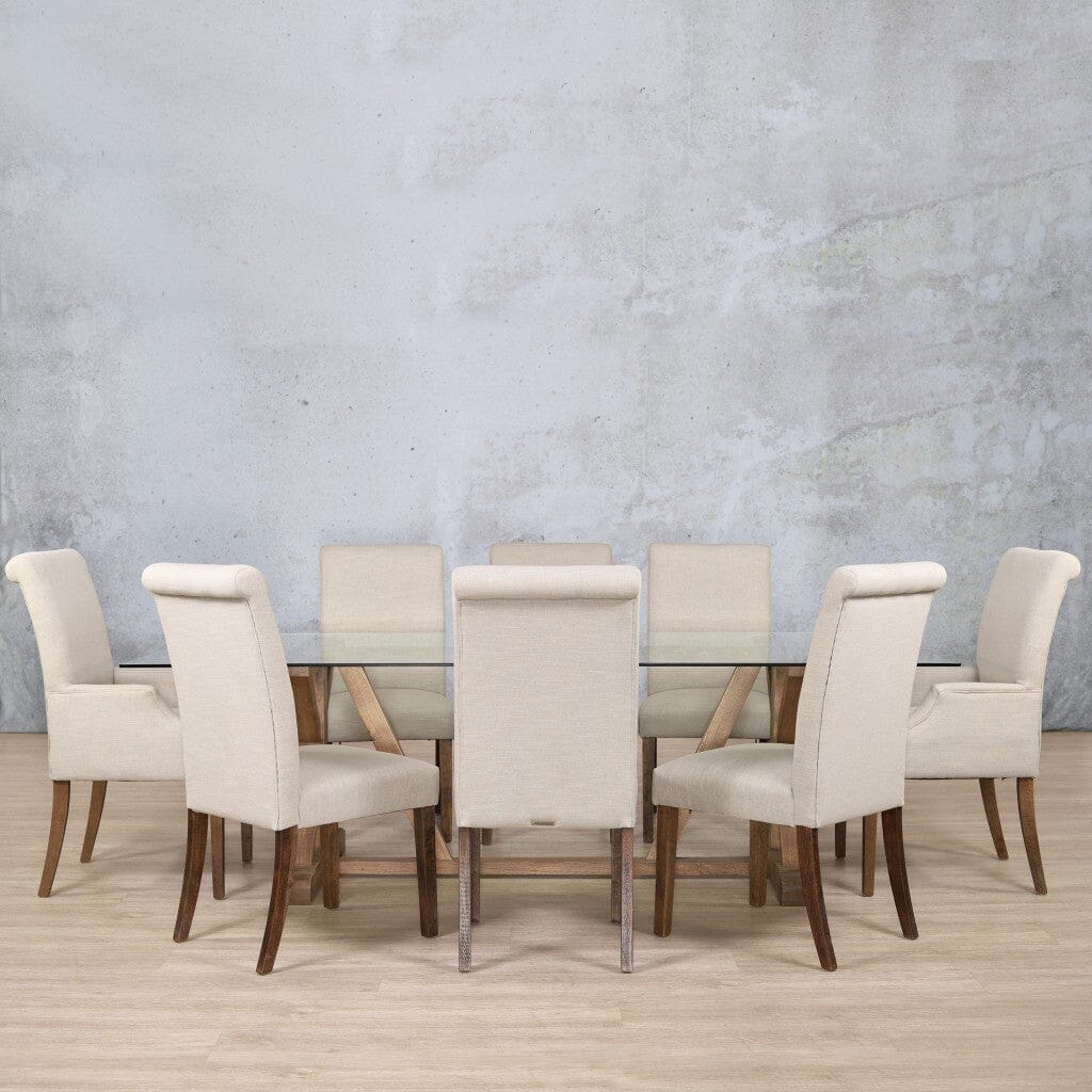 Berkeley Glass Top & Baron 8 Seater Dining Set Dining room set Leather Gallery  Antique Dark Oak