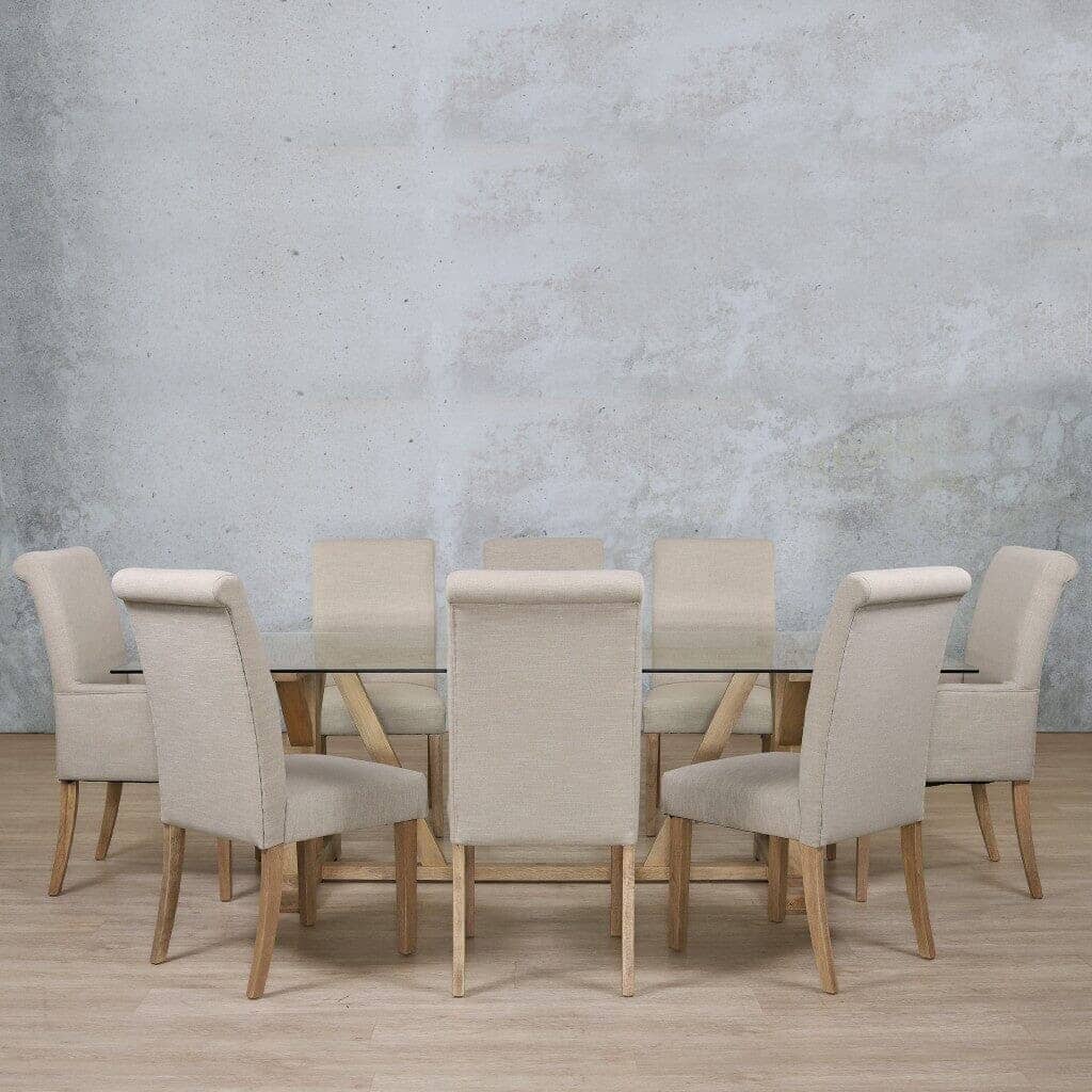 Berkeley Glass Top & Baron 8 Seater Dining Set Dining room set Leather Gallery  Antique Natural Oak