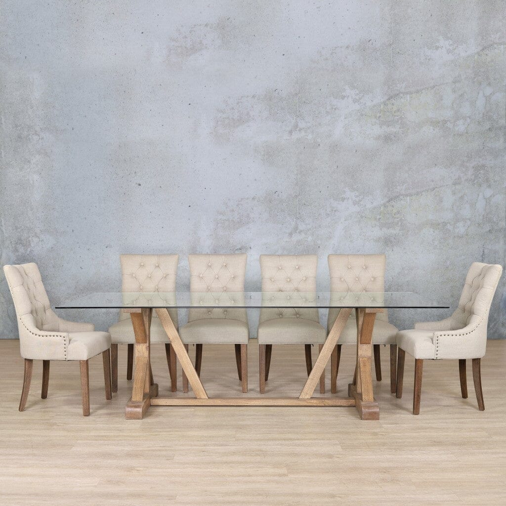 Berkeley Glass Top & Duchess 10 Seater Dining Set Dining room set Leather Gallery Antique Dark Oak