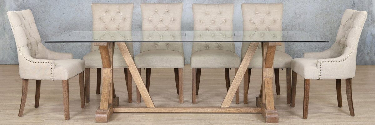 Berkeley Glass Top & Duchess 10 Seater Dining Set Dining room set Leather Gallery