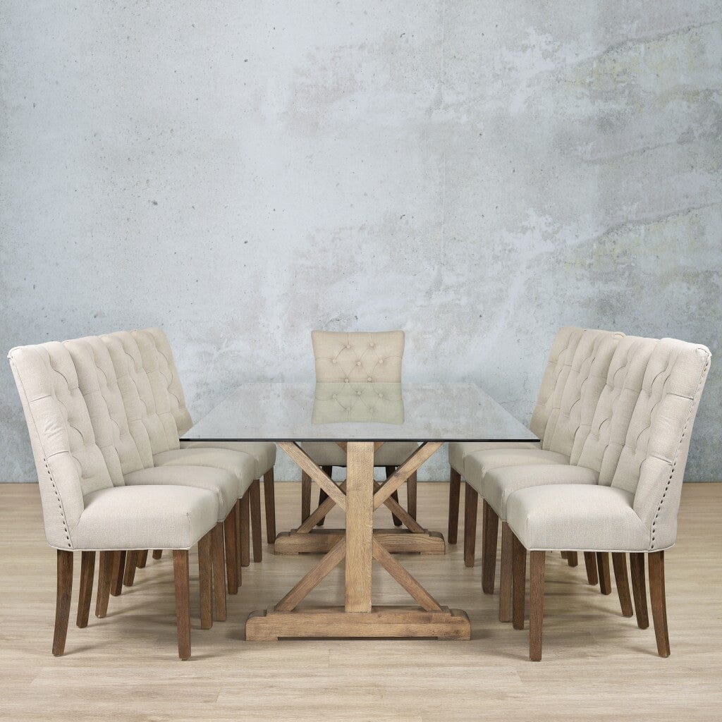 Berkeley Glass Top & Duchess 10 Seater Dining Set Dining room set Leather Gallery  Antique Dark Oak