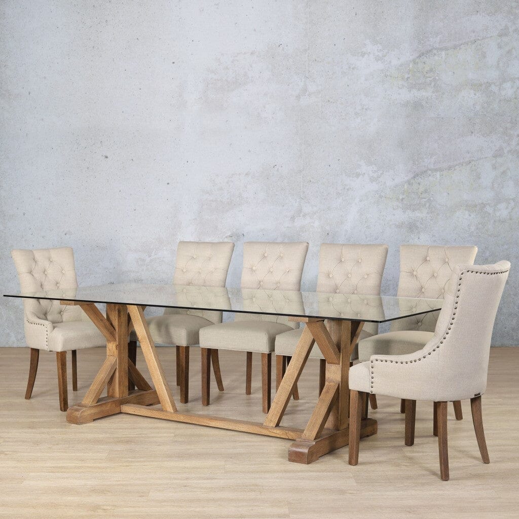 Berkeley Glass Top & Duchess 10 Seater Dining Set Dining room set Leather Gallery  Antique Dark Oak