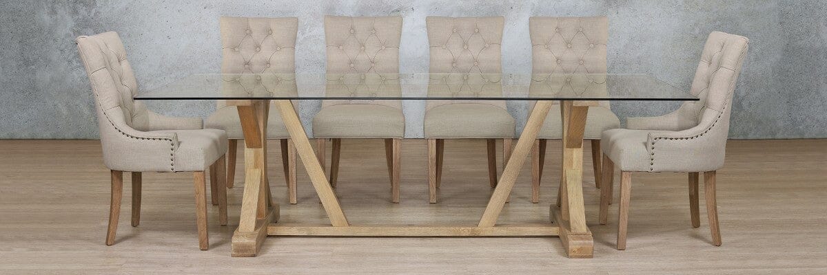 Berkeley Glass Top & Duchess 10 Seater Dining Set Dining room set Leather Gallery