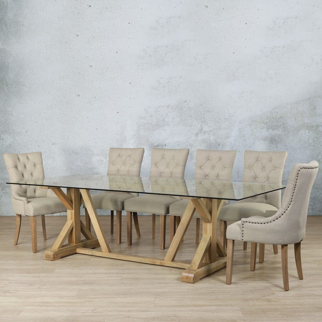 Berkeley Glass Top & Duchess 10 Seater Dining Set Dining room set Leather Gallery  Antique Natural Oak