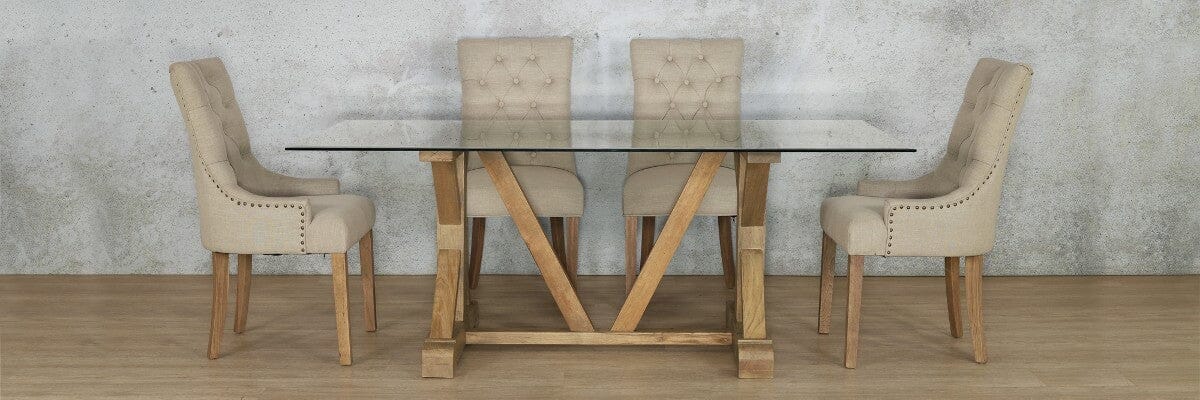Berkeley Glass Top & Duchess 6 Seater Dining Set Dining room set Leather Gallery