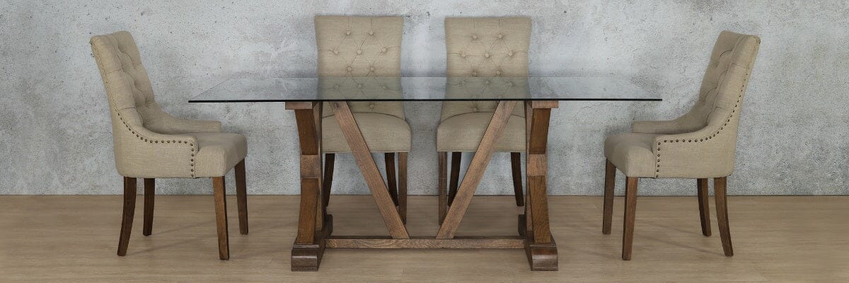 Berkeley Glass Top & Duchess 6 Seater Dining Set Dining room set Leather Gallery