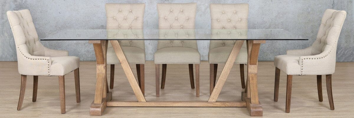 Berkeley Glass Top & Duchess 8 Seater Dining Set Dining room set Leather Gallery