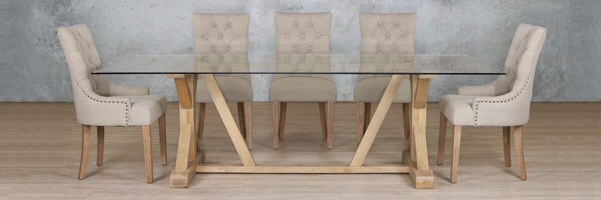 Berkeley Glass Top & Duchess 8 Seater Dining Set Dining room set Leather Gallery