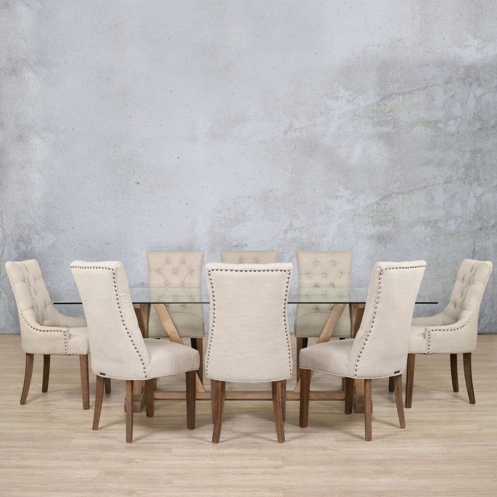 Berkeley Glass Top & Duchess 8 Seater Dining Set Dining room set Leather Gallery  Antique Dark Oak