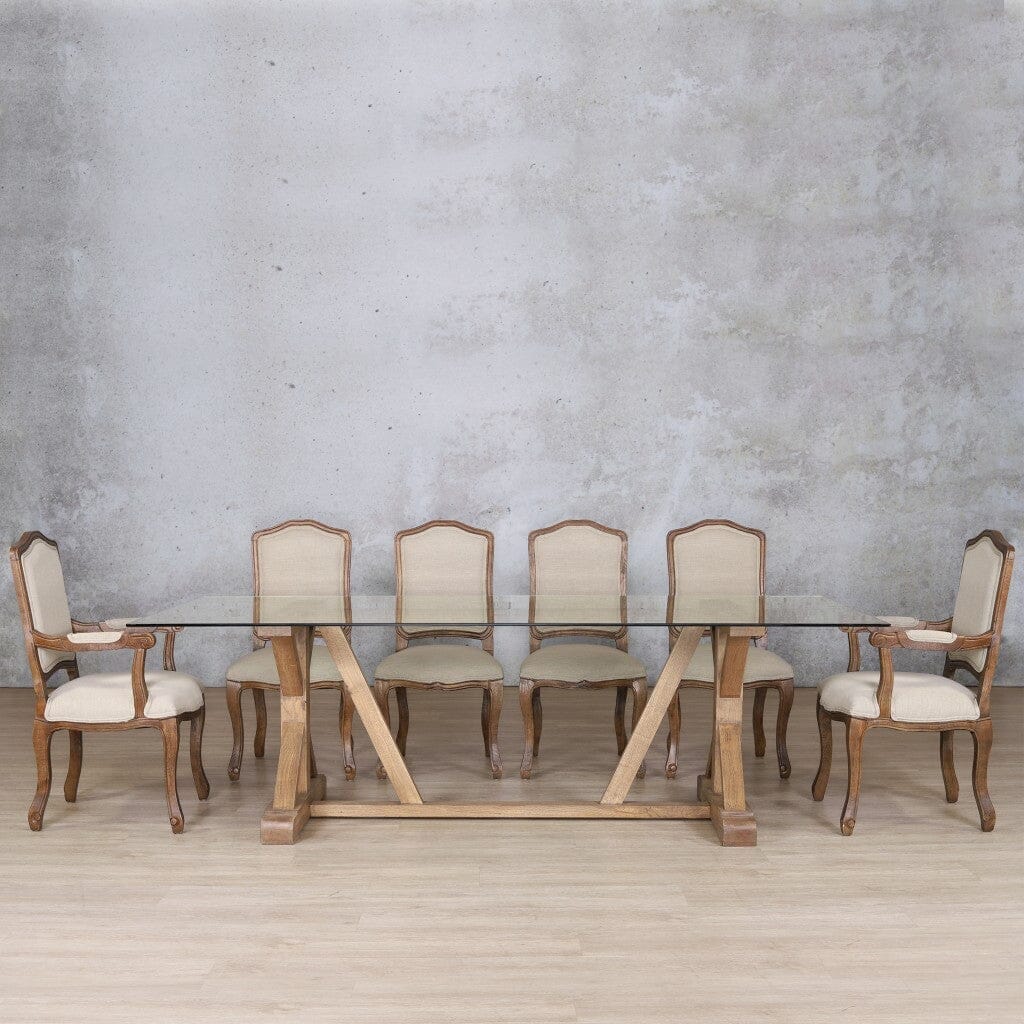 Berkeley Glass Top & Duke 10 Seater Dining Set Dining room set Leather Gallery Antique Dark Oak