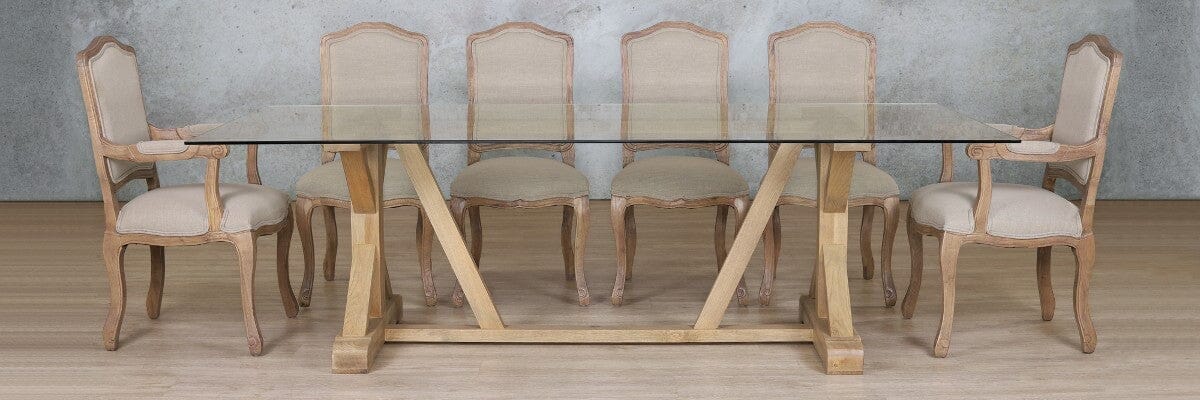 Berkeley Glass Top & Duke 10 Seater Dining Set Dining room set Leather Gallery
