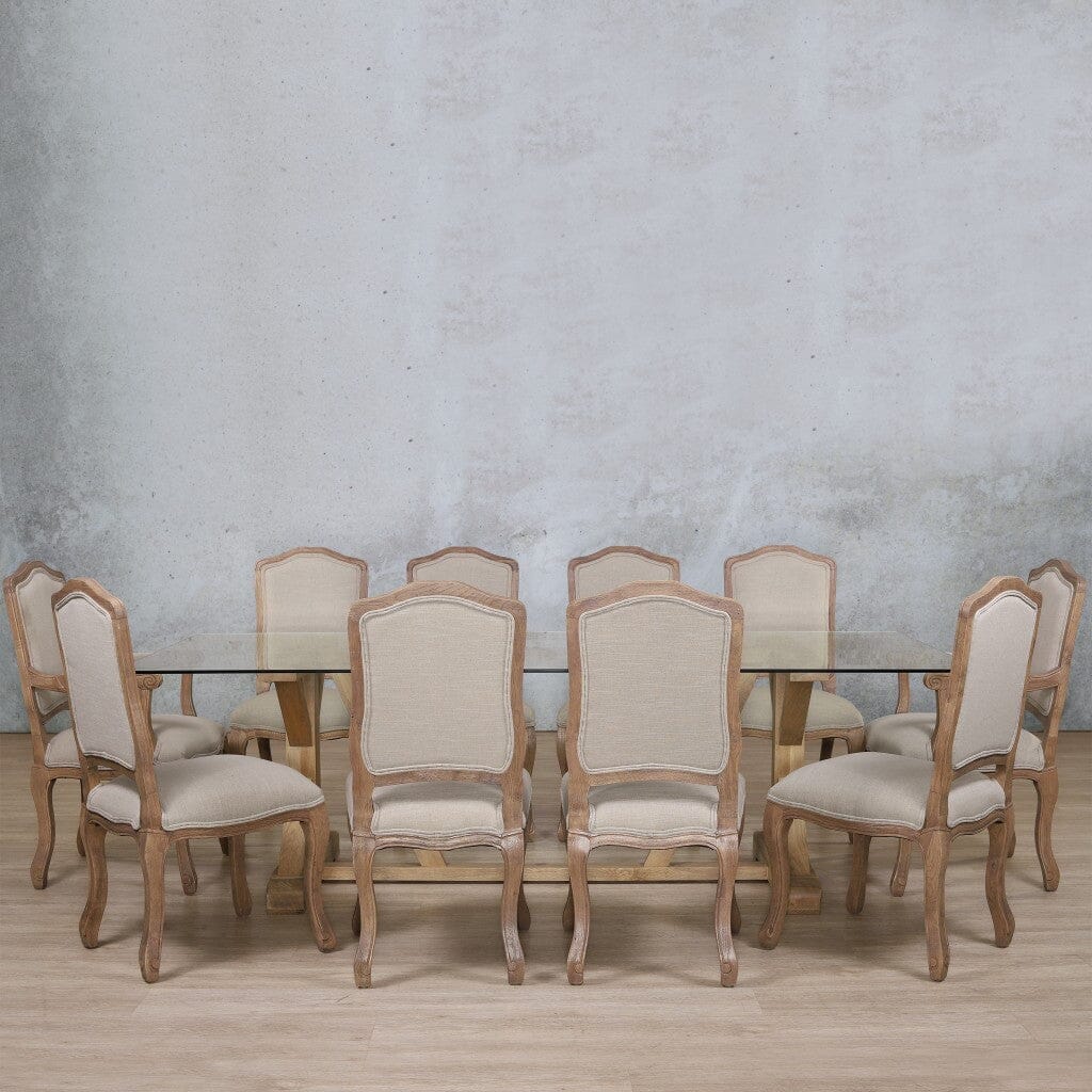 Berkeley Glass Top & Duke 10 Seater Dining Set Dining room set Leather Gallery  Antique Natural Oak
