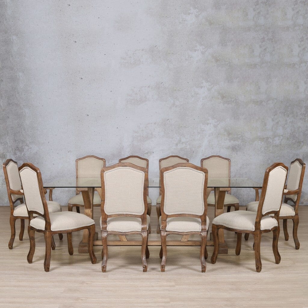 Berkeley Glass Top & Duke 10 Seater Dining Set Dining room set Leather Gallery  Antique Dark Oak